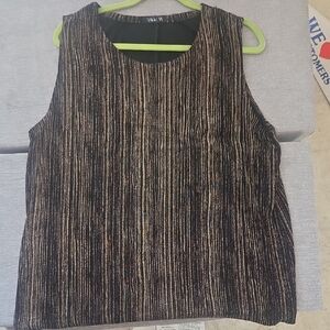 Vikki Vi Black and Gold Striped Sleeveless Blouse